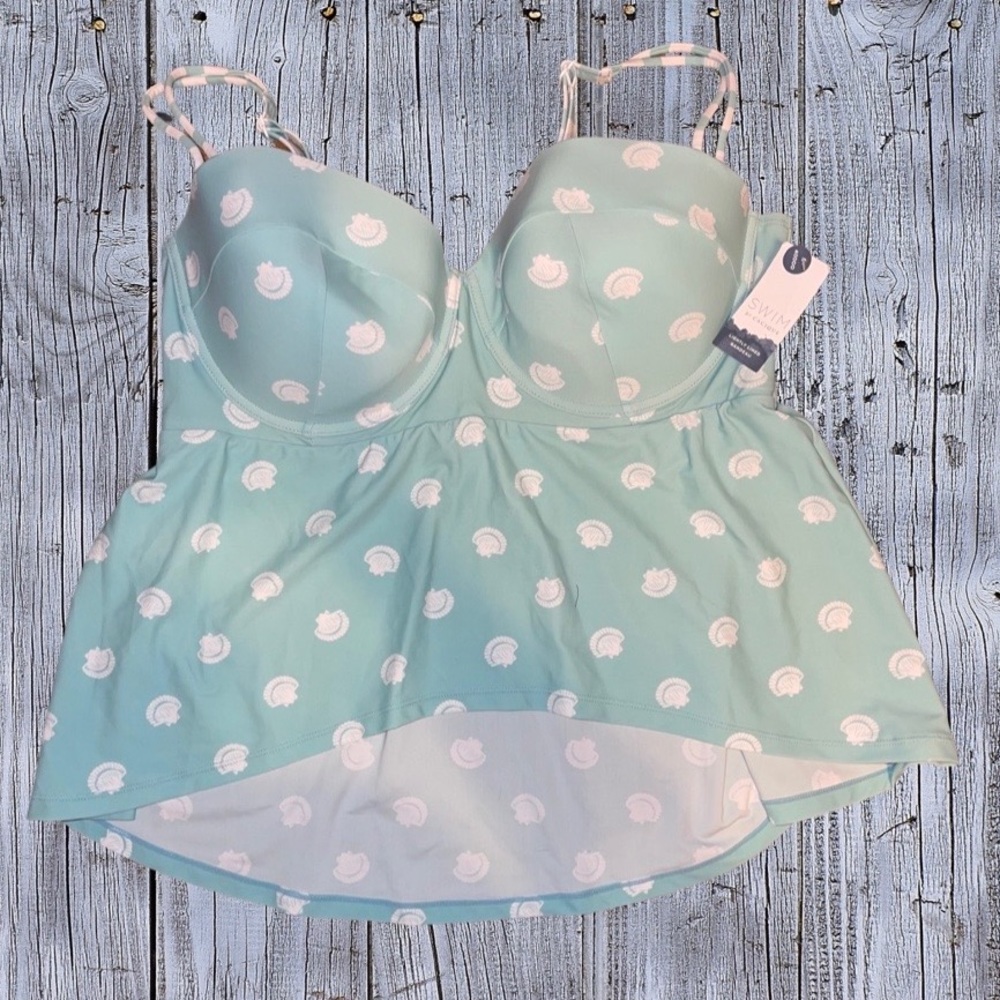 Teal & White Swimsuit Top